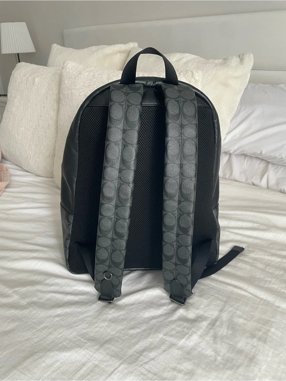Coach Signature Metropolitan Backpack Charcoal Black Leather Trim Men’s